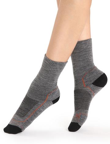 Gritstone Heather / Black Women's Icebreaker Merino Hike+ Light Crew Socks | USA 1426ZUTG